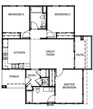 3 Beds, 2 Baths Model floor plan